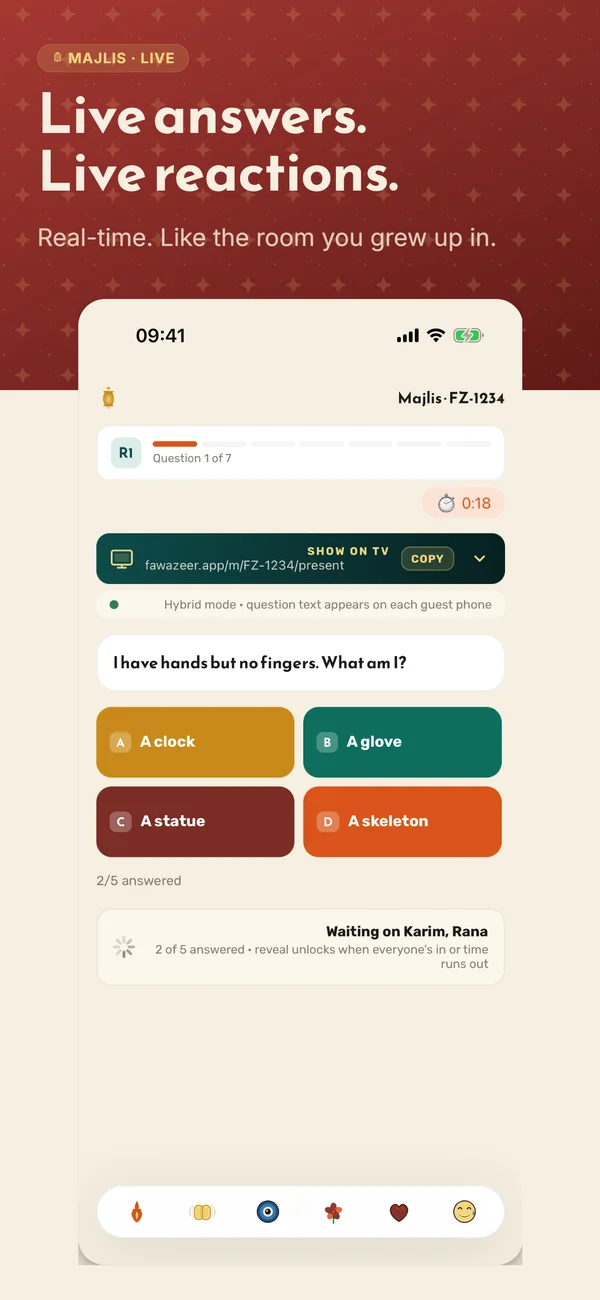 Majlis live — real-time answers and reactions across the room.